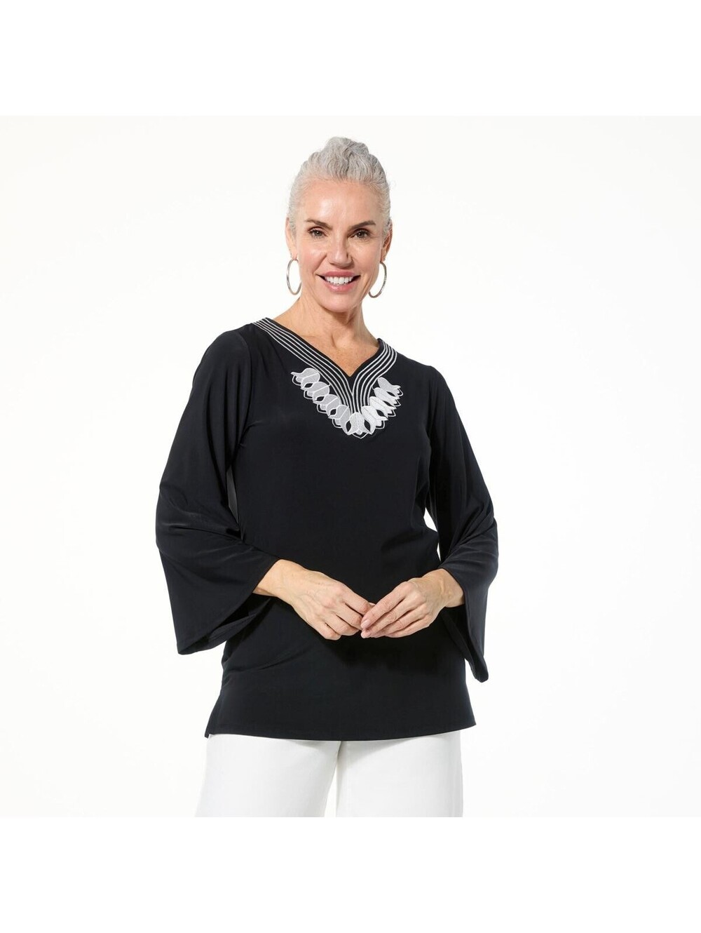 #CP4084 HSN Antthony Embroidered V-Neck Tunic Size S